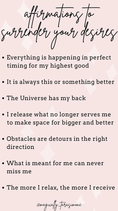 Manifestation affirmations to help you get into a higher vibe and co-create with the universe. Say these mantras daily to surrender your desires and manifest your dream life with law of attraction. Daily Mantra, Lost My Job, What Is Meant, Manifestation Law Of Attraction, Self Love Affirmations, Positive Self Affirmations, Perfect Timing, Love Affirmations, Manifestation Affirmations