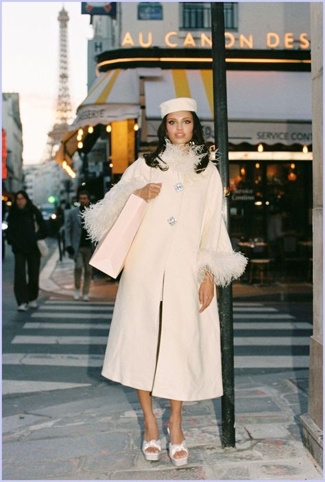 [SponsoredPost] Prepare To Be Wrapped In Luxury In The Ever-So Gorgeous Nina Coat. This Long-Line Wool Coat Has An A-Shaped Silhouette To Give You A Bit Of Style In Addition To Warmth. The Faux Fur Sleeves And Neckline Add A Chic Edge, And When Paired With The Custom Jewel Buttons, The Entire Coat Cannot Be Replicated. #longwinterdressoutfitwithcoat Winter Coat Outfits Classy, Long Winter Dress Outfit, Outfit With Coat, Aesthetic Coat, Long Winter Dress, Winter Dress Outfit, Fur Coat Outfits, Long Winter Dresses, Dress With Coat
