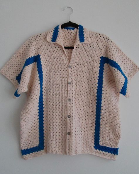 Crochet Men’s Button Up, Crochet Mens Shirt Pattern Free, Hexagon Shirt Crochet, Relaxagon Shirt Crochet, Crochet Collared Shirt, Crochet Button Up, Crochet Hexagon Shirt, Crochet Button Up Shirt, Crochet Polo