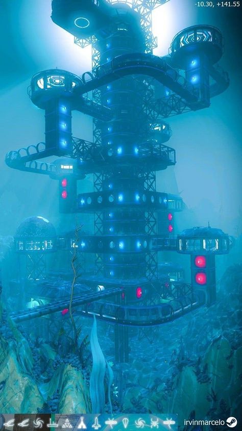 No Man's Sky Base Ideas, Subnautica Concept Art, No Man's Sky Ships, Minecraft Underwater, No Man's Sky Base, Teknologi Futuristik, Under Sea, Underwater City, No Man's Sky
