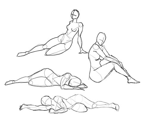 Today's Drawing Class 101: Poses | How to Draw the Human Body - Study: Resting Poses for Comic / Manga Character Reference Female Pose Reference Laying Down, Sleeping On Side Reference, Female Pose Reference Drawing Sitting, Person Laying Down Reference Side View, Laying Down Pose Drawings Side View, Head On Knees Pose, Crouched Pose Reference Drawing, Woman Sitting Pose Reference Drawing, Cute Female Poses Drawing Reference