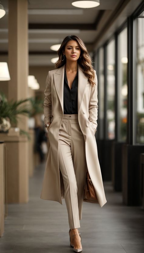 Discover the timeless elegance of neutral work outfits. These ideas are perfect for professional women who appreciate chic and sophisticated attire. 👗💼 #NeutralOutfits #ProfessionalStyle #ElegantAttire #WorkwearInspo #ChicAndSophisticated Woman Suit Fashion Classy, Corporate Outfits For Women, Business Professional Outfits Women, Business Formal Outfit, Corporate Attire Women, Work Outfits Women Office, Women Office Outfits, Office Attire Women, Classy Business Outfits