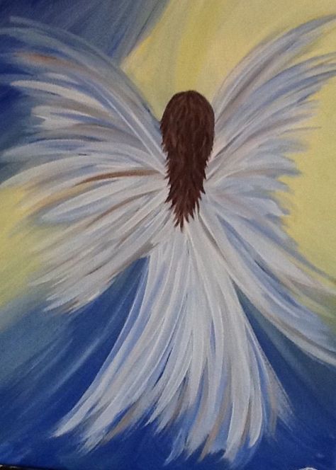 Angel Painting Ideas On Canvas, Canvas Angel Painting, Easy Owl Acrylic Painting Ideas, Angel Canvas Painting Easy, Angel Acrylic Painting For Beginners, Angel Painting Easy Canvases, Angel Pictures To Paint, How To Draw An Angel, How To Paint Angels
