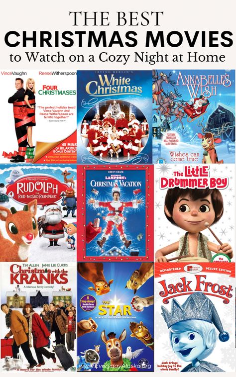 Nine Christmas movie covers for a home movie night. Animated Christmas Movies, Cozy Movie Night, Movie Night At Home, Christmas With The Kranks, The Little Drummer Boy, Christmas Movie Night, Best Christmas Movies, I Love Christmas, Misfit Toys