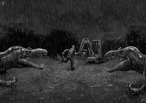 Suchomimus 
Jurassic park 
Horror novel Jurassic Park Aesthetic, Jurassic Park Novel, Black White Artwork, Jurassic Park Film, White Artwork, Black And White Artwork, Jurassic Park World, Fantasy Creatures Art, Prehistoric Animals