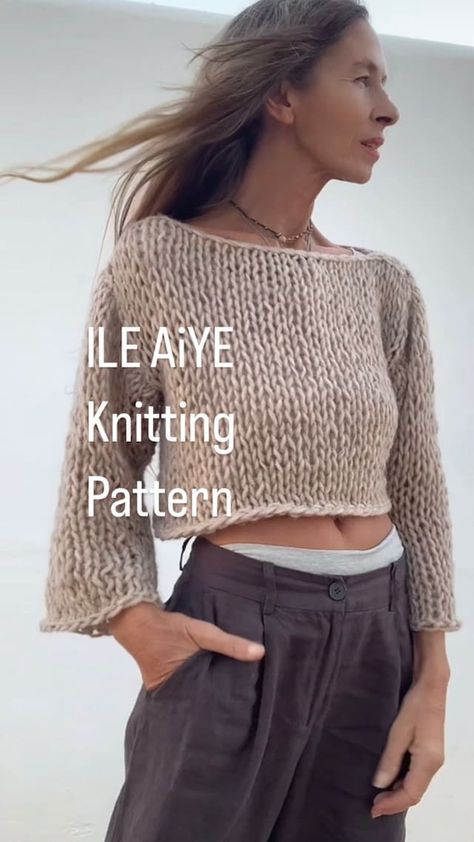 ileaiye - Etsy.de Jumper Patterns, Loose Sweater Pattern, Loose Knit Sweater Pattern, Boho Knitting, Chunky Knit Top, English Knitting, Knitting Patterns Free Sweater, Crop Top Pattern, Sweater Knitting Pattern