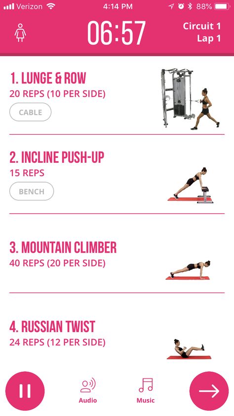 Week 1 full body  Circuit 1 Circuit Training, Full Body Circuit, Bbg Stronger, Bbg Workouts, Kayla Itsines, Russian Twist, Gym Routine, Audio Music, Body Workouts