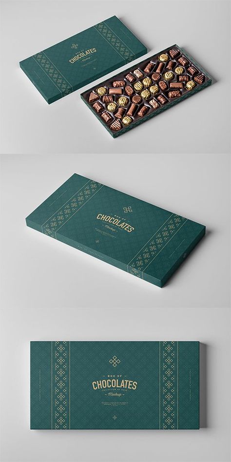 Box Of Chocolates Mock-up 2 PSD - Mockups - Free PSD Templates Premium Gift Box Packaging Design, Luxury Box Design, Box Packaging Templates, Cake Boxes Packaging, Chocolate Box Packaging, Sweet Box Design, Gift Box Cakes, Chocolate Packaging Design, Luxury Packaging Design