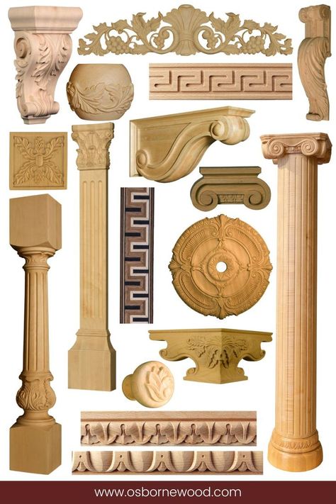 Ancient Greece is a source of endless inspiration. With hundreds of products available, including furniture feet, corbels, moulding, decorative onlays and inlays, decorative and architectural columns, and even drawer knobs, we can help you bring Greece home. || Greek decor || Greek house || ancient Greece aesthetic || Greek furniture || Greek revival || corinthian || Greek key || egg and dart || acanthus leaf || aphrodite || persephone || hermes || doric || ionic Ancient Greece Display, Greek Furniture, Ancient Greece Architecture, Greek Elements, Greek Party Theme, Greek Home Decor, Greek Homes, Ancient Greece Aesthetic, Aesthetic Greek