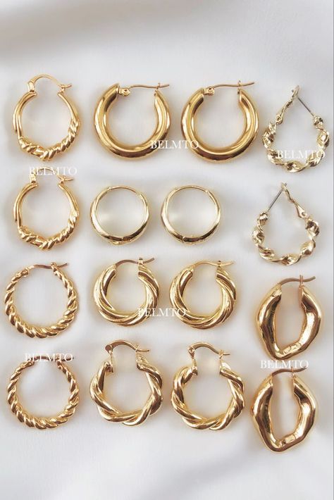 Golden Hoops, Pamper Yourself, Accessories Style, Dope Jewelry, Jewelry Lookbook, Jewelry Essentials, Classy Jewelry, Trendy Earrings, Rings For Girls