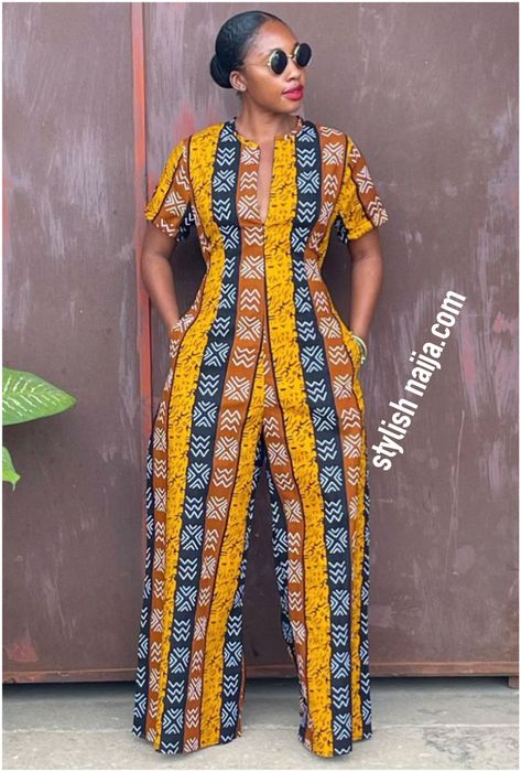 Captivating Ankara Jumpsuit Styles We Love. - Stylish Naija Ankara Jumpsuits For Women Classy, Ankara Jumpsuits For Women, Ankara Jumpsuit Styles, Ankara Suit, Jumpsuit Styles, African Pants, Unique Jumpsuits, African Print Jumpsuit, Ankara Jumpsuit