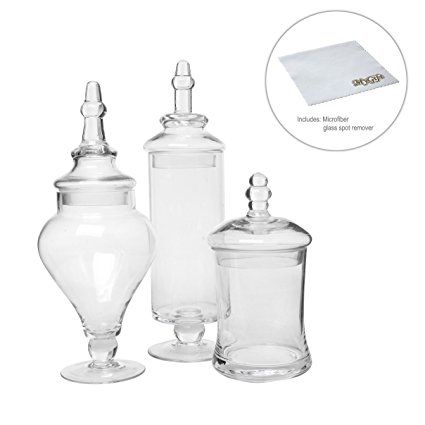 Designer Clear Glass Apothecary Jars (3 Piece Set) Decorative Weddings Candy Buffet - MyGift®: Amazon.co.uk: Kitchen & Home Candy Buffet Containers, Candy Buffet Jars, Apothecary Jars Decor, Decorative Glass Jars, Home Interior Accessories, Candy Buffet Wedding, Diy Wedding Planning, Glass Apothecary Jars, Jar Design