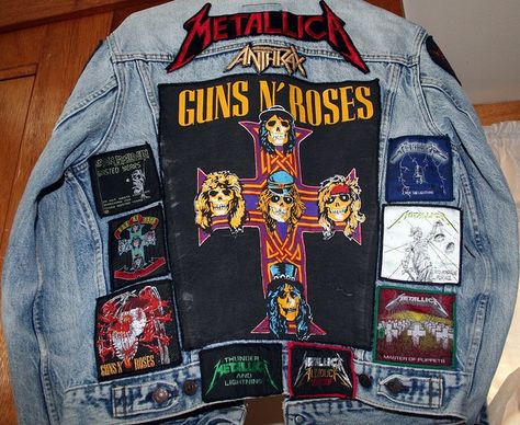 Heavy Metal Denim Jacket Metal Vests, Punk Jean Jacket, Metal Patches, Battle Jackets, Punk Jeans, Jean Jacket Patches, Jaket Denim, Band Jacket, Band Patches