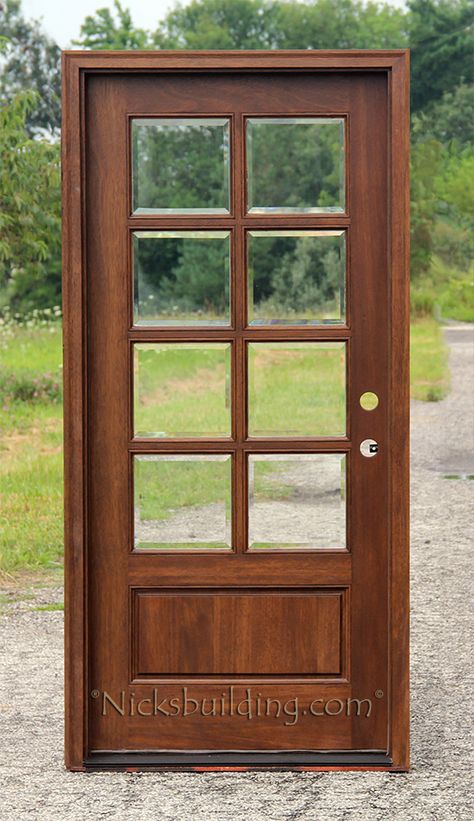 Glass Panel Door Exterior, Mahogany French Doors, French Single Door, Wood Glass Door Design, French Glass Door, Front Single Door Design, Doors With Glass Design, Door Design With Glass And Wood, Glass Door Design Interiors