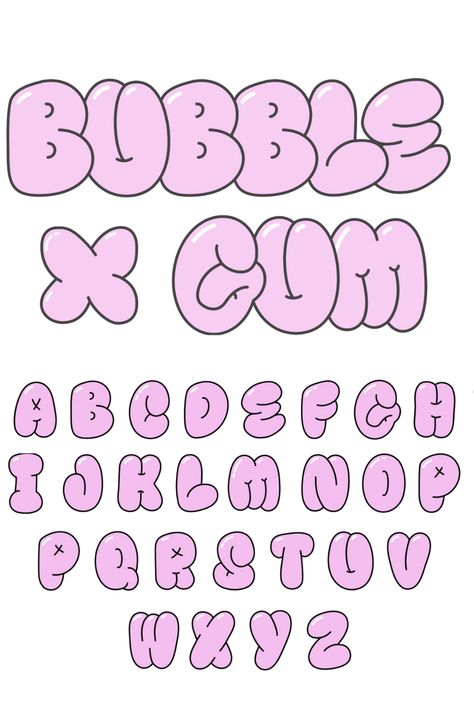 Bubble Gum Font Aesthetic Schrift, Beautiful Writing Styles, Cool Fonts Alphabet Graffiti, Alfabet Aesthetic, Grafiti Alfabet, Letra Aesthetic, Grafitti Logo, Graphitti Letters Fonts, Letras Aesthetic