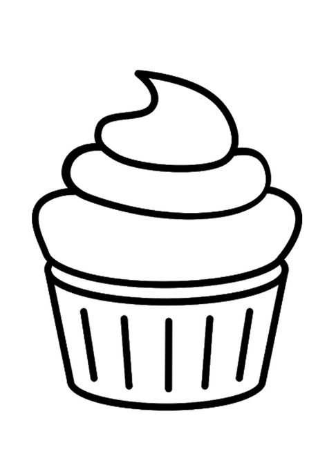 Cupcake Coloring Pages For Kids Fimo, Cupcake Doodles Easy, Cupcake Cartoon Drawing, Cupcakes Drawing Easy, Cupcake Art Project, Cupcake Art For Kids, Cupcake Drawing Cute, How To Draw A Cupcake, Cupcake Template Free Printable