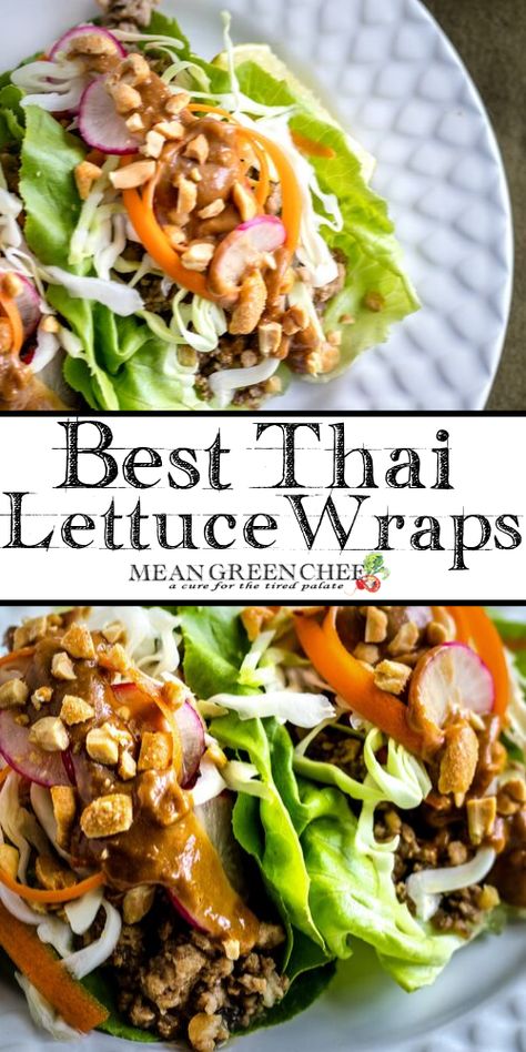 Thai Lettuce Wraps With Peanut Sauce, Easy Thai Lettuce Wraps, Stuffed Lettuce Wraps, Thai Lettuce Wraps Beef, Thai Beef Lettuce Wraps, Thai Pork Lettuce Wraps, Lettuce Cup Recipes, Thai Wraps With Peanut Sauce, Thai Lettuce Wraps Chicken