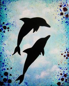 Dolphins 8x10 Original acrylic painting on a by… Painting Art, Dolphins, Dolphin Painting, Dolphin Art, Underwater Painting, Silhouette Art, Jan 17, Easy Paintings, Rock Art