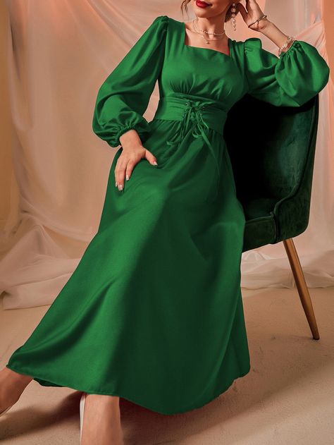 Satin Green Dress Long Sleeve, Prom Dresses Long With Sleeves Elegant, Simple Satin Dress Hijab, Modest Green Dress, Emerald Green Prom Dress Long, Simple Green Dress, Emerald Green Prom Dress, Modest Maxi Dress, Green Silk Dresses