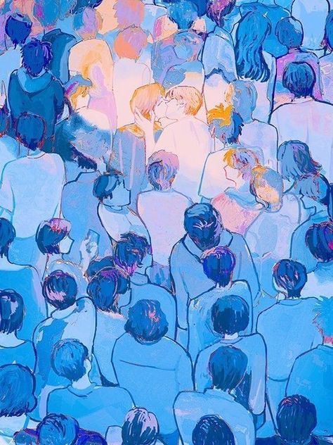 Topsy Turvy, Arte Obscura, Arte Inspo, Wow Art, Funky Art, Blue And Pink, Many People, 그림 그리기, Pretty Art