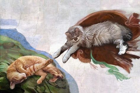 The Creation of Adam | The Renaissance Pet Villach, Croquis, Cats In Art, The Enlightenment, Victorian Paintings, Kitten Art, Digital Museum, Camille Pissarro, Different Art Styles