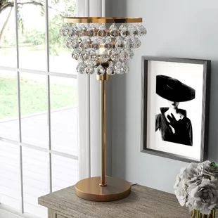 Crystal Gold Teen Lamps You'll Love in 2020 | Wayfair Chandelier Table, Torchiere Lamp, Chandelier Table Lamp, Home Furnishing Stores, Fixture Table, Nightstand Lamp, Clear Beads, Table Lamp Base, Accent Doors