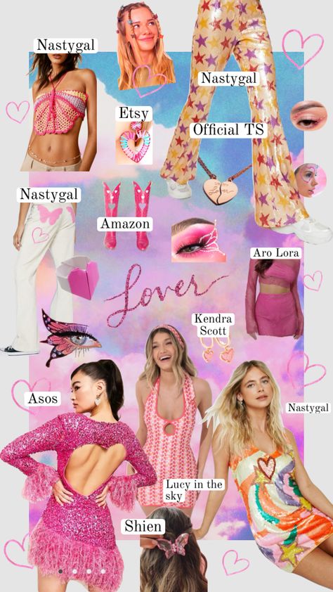 Loved Inspired Outfits Taylor Swift, Era Tour Outfit Ideas Lover, Lover Era Outfit Ideas, Lover Era Nails, Lover Era Makeup, Lover Makeup Taylor Swift, Lovers Era Outfits, Era Outfit Ideas, Eras Tour Outfit Ideas Lover