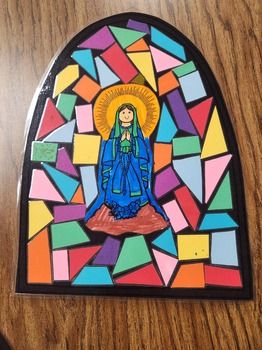 This stained glass window template is just what you need to create a beautiful display to honor our Blesses Mother. This can be used to celebrate the Nativity of Mary for her birthday, Immaculate Conception, during the month of October for the Rosary, or even during May to celebrate mothers! Mother Mary Art For Kids, Rosary Activities For Kids, Mary Stained Glass Window, Mother Mary Art, Rosary Craft, Mary Craft, Month Of Mary, Catechism Crafts, Nativity Of Mary