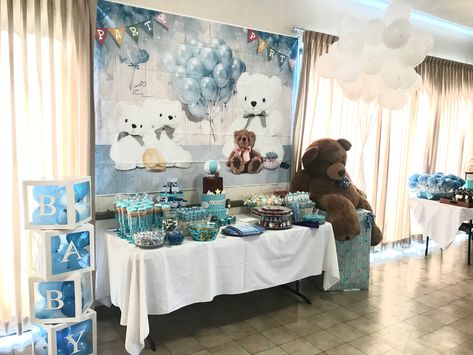 Teddy Bear Baby Shower Candy Table, Bear Candy Table, Teddy Bear Candy Table, Baby Shower Wall Decor, Baby Shower Candy Table, Showers Ideas, Baby Shower Candy, Teddy Bear Baby Shower, Candy Table