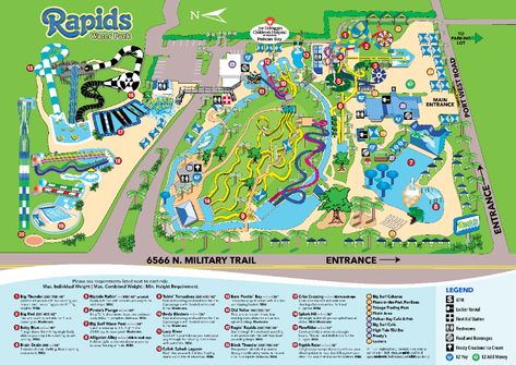 Park Map | Plan Your Trip | Rapids Water Park | Riviera Beach, FL Rapids Water Park, Riviera Beach Florida, Brain Drain, Black Thunder, Riviera Beach, Waterpark, Main Entrance, Long Tail, Picnic Area