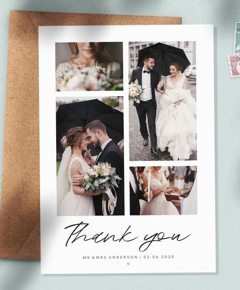 Wedding Thank You Cards Wording, Thank You Card Wording, Photo Wedding Card, Simple Wedding Cards, Card With Photo, Wedding Album Design, Photo Thank You Cards, Personalized Thank You Cards, Thank You Photos