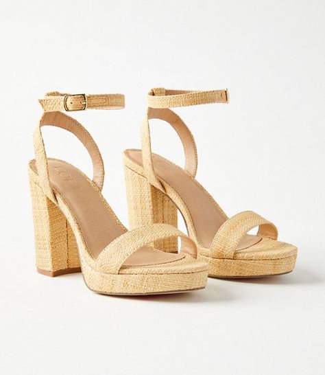 Cute Wedges Shoes Summer, Spring Heels 2024, Comfy High Heels, Block Heel Sandals Outfit, Grad Heels, Casual Summer Heels, Espadrille Heels, Graduation Heels, Cabo Outfits