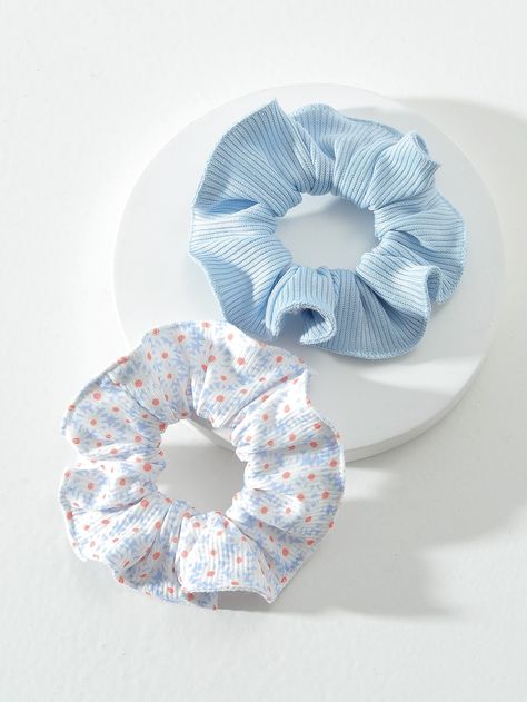 Multicolor Casual   Cotton Floral Scrunchies Embellished   Women Accessories Scrunchy Hairstyles, Sewing Scrunchies, Diy Hair Scrunchies, Hair Tie Accessories, Floral Scrunchie, Preppy Jewelry, Gift Inspo, Candle Business, Anime Dress