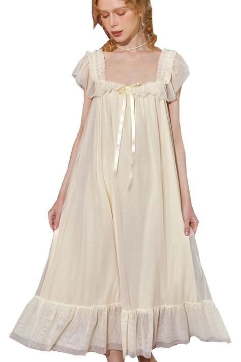 Kawaii, Chemise, Nightgown Romantic, Bridal Nighty, Cute Nightgowns, Celestial Goddess, Princess Nightgowns, Night Wear Dress, Victorian Nightgown