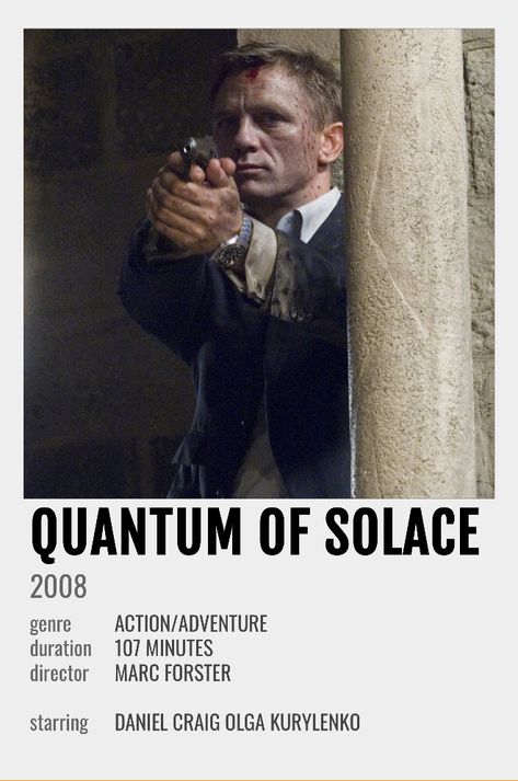 Quantum Of Solace Poster, Action Movies To Watch, Quantum Of Solace, Hollywood Action Movies, James Bond Movie Posters, Movie Collage, Posters Minimalist, Best Action Movies, Polaroid Posters