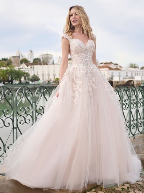 Rose Gold Gown, Lace Ball Gown Wedding Dress, Portrait Neckline, Sottero And Midgley Wedding Dresses, Bridal Alterations, Sottero And Midgley, Glamorous Bride, Maggie Sottero Wedding Dresses, Wedding Dress Boutiques