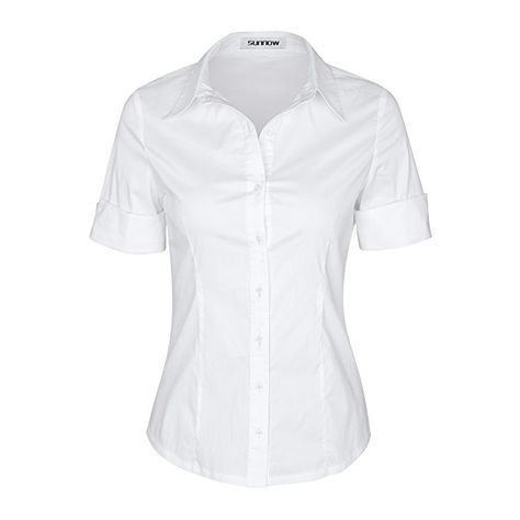 Professional Wear, Uniform Shirts, Tailored Shorts, White Button Down Shirt, Stretchy Tops, Simple Shirts, Tailored Shirts, Formal Shirts, Collar Blouse