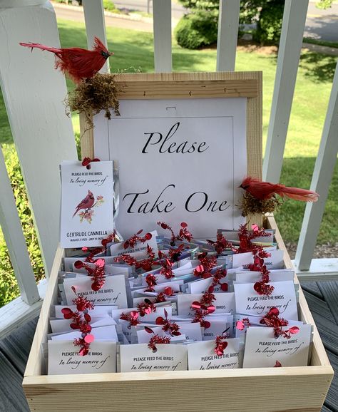 Wedding Ways To Remember Loved Ones, Pink Celebration Of Life, Favors For Celebration Of Life, Celebration Of Life Memorial Ideas Grandma, Teacher Funeral Ideas, Gifts To Give At Memorial Service, Table Decor For Celebration Of Life, Remembrance Party Ideas, Cardinal Wedding Decor