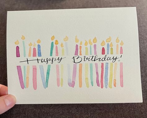 Easy Watercolor Bday Cards, Birthday Cards Cute Diy, Watercolor Art Happy Birthday, Cute Homemade Cards Birthday, Handmade Watercolor Birthday Cards, Birthday Cards Watercolor Simple, Hand Drawn Birthday Card Ideas, Quick Diy Birthday Cards, Colored Pencil Birthday Card