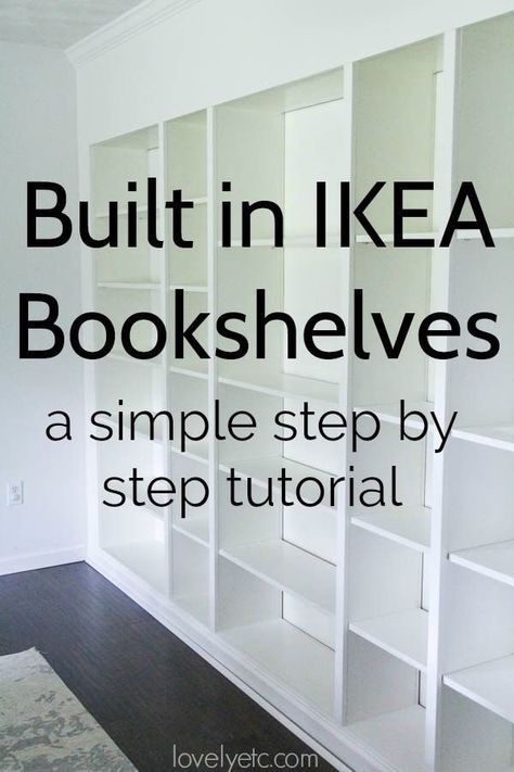 A simple tutorial for turning basic IKEA billy bookcases into a gorgeous wall of built in bookshelves for your living room or any other space in your home. Easy instructions with plenty of photos show you how to make these DIY built in bookshelves even if you don't have a lot of carpentry skills. Ikea Accent Wall, Full Wall Bookshelf Diy, Black Floor To Ceiling Bookshelves, Ikea Diy Bookshelf Wall, Billy Bookcase Built In With Doors, How To Make A Built In Bookcase, Diy Wall Of Bookshelves, Billy Built In With Doors, Bookcases Around Doorway