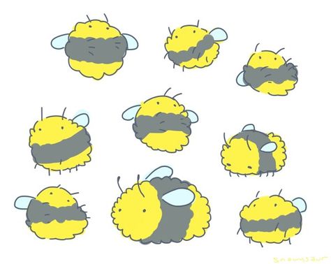 Fluffy Bee Drawing, Fuzzy Bee Drawing, Funny Bee Drawing, Cute Bumblebee Drawing, Cute Bee Doodle, Bee Drawing Aesthetic, Bee Drawing Cute, Bee Fursona, Bumblebee Doodle