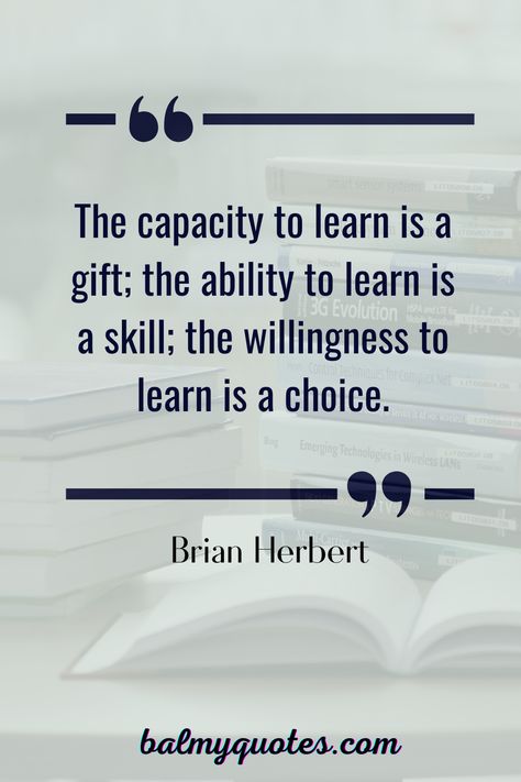 Check out FAMOUS QUOTES ON LEARNING for inspirational and thought-provoking quotes that will help you unlock your learning potential. With a wide variety of quotes from some of the greatest minds, you're sure to find the perfect quote to motivate and inspire you. #balmy_quotes #famousquotesonlearning #brianherbertquotes #quotesonlearning #motivationalquotesonlearning Quotes For Learning Inspirational, Learning From Others Quotes, Being Educated Quotes, Quote On Education Inspiration, Education Importance Quotes, Inspirational Quotes About Education, Thoughts For Education, Quote For Education, Motivational Quotes For Educators