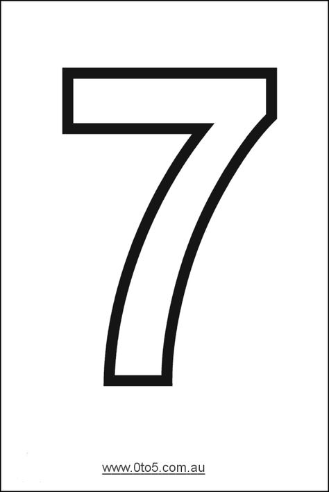 Number - seven printable template 7 Number Design Art, Letters Stencils, Large Printable Numbers, Worksheet Numbers, Number Template Printable, Number Tracing Worksheets, Free Printable Numbers, Number Coloring, Design Art Drawing