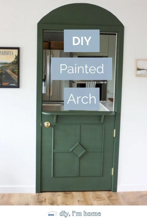 Arch Doorway Trim Diy, Arched Painted Accent Wall, Art Around Door Frame, Painted Arch In Kitchen, Faux Arch Door, Painted Arch Window, Wall Painted Arch, Painted Doorway Arch, How To Add Arches In Home