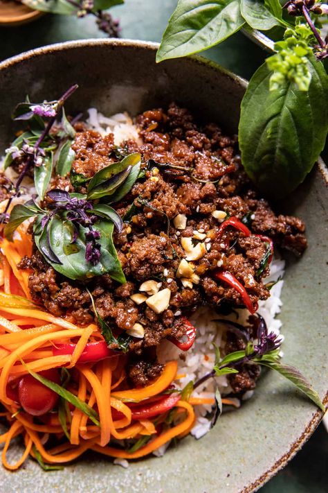 Beef Half Baked Harvest, Lemongrass Rice, Basil Beef, Thai Basil Beef, Chili Beef, Half Baked Harvest Recipes, Thai Beef, Thai Chili, Meal Inspiration