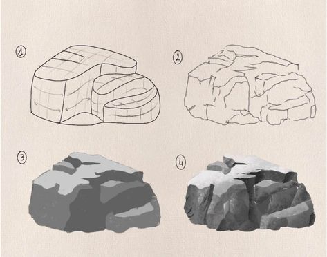 How to draw rocks - Art & Architecture Rock Texture Drawing, Draw Rocks, Coral Painting, Pictures Of Rocks, Drawing Rocks, Forest Drawing, Fall Canvas Painting, Pencil Drawings For Beginners, Rock Textures