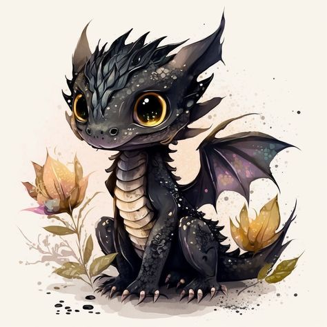 Wall Décor, Nursery, Dragon Watercolor, Watercolor Cute, Flowers Watercolor, Cute Animal, Watercolor Clipart, Nursery Decor, Digital Download