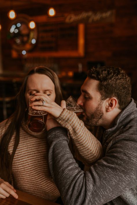 Engagement session at Castle Danger Brewery, Two Harbors Minnesota. Brewery Engagement session. Winter engagement session ideas. Brewery Couple Photoshoot, Brewery Pictures, Brewery Engagement Photos, Brewery Engagement Pictures, Brewery Photoshoot, Brewery Photography, Two Harbors Minnesota, Perspective Photos, Engagement Session Ideas