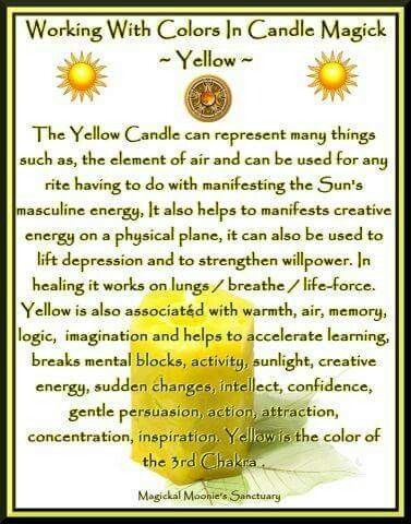 Yellow Candle Magic, Candle Magik, Wicca Candles, Candle Meaning, Candle Color Meanings, Candle Magic Spells, Witchcraft Candles, Yellow Candles, Magick Spells