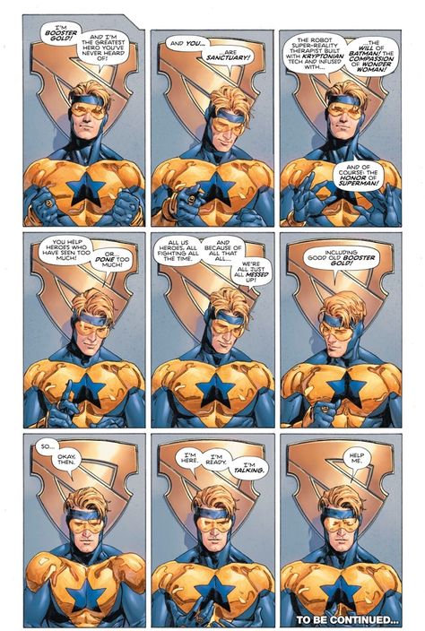 Booster Gold (Heroes in Crisis #1). Heroes In Crisis, Comic Coloring, Booster Gold, Dc Comics Heroes, Comic Book Superheroes, Blue Beetle, Dc Comics Characters, Detective Comics, Dc Characters